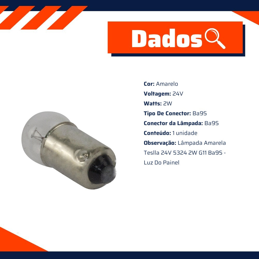 10 Lâmpadas Amarela 24V 2W - Teslla - T53V - (11)