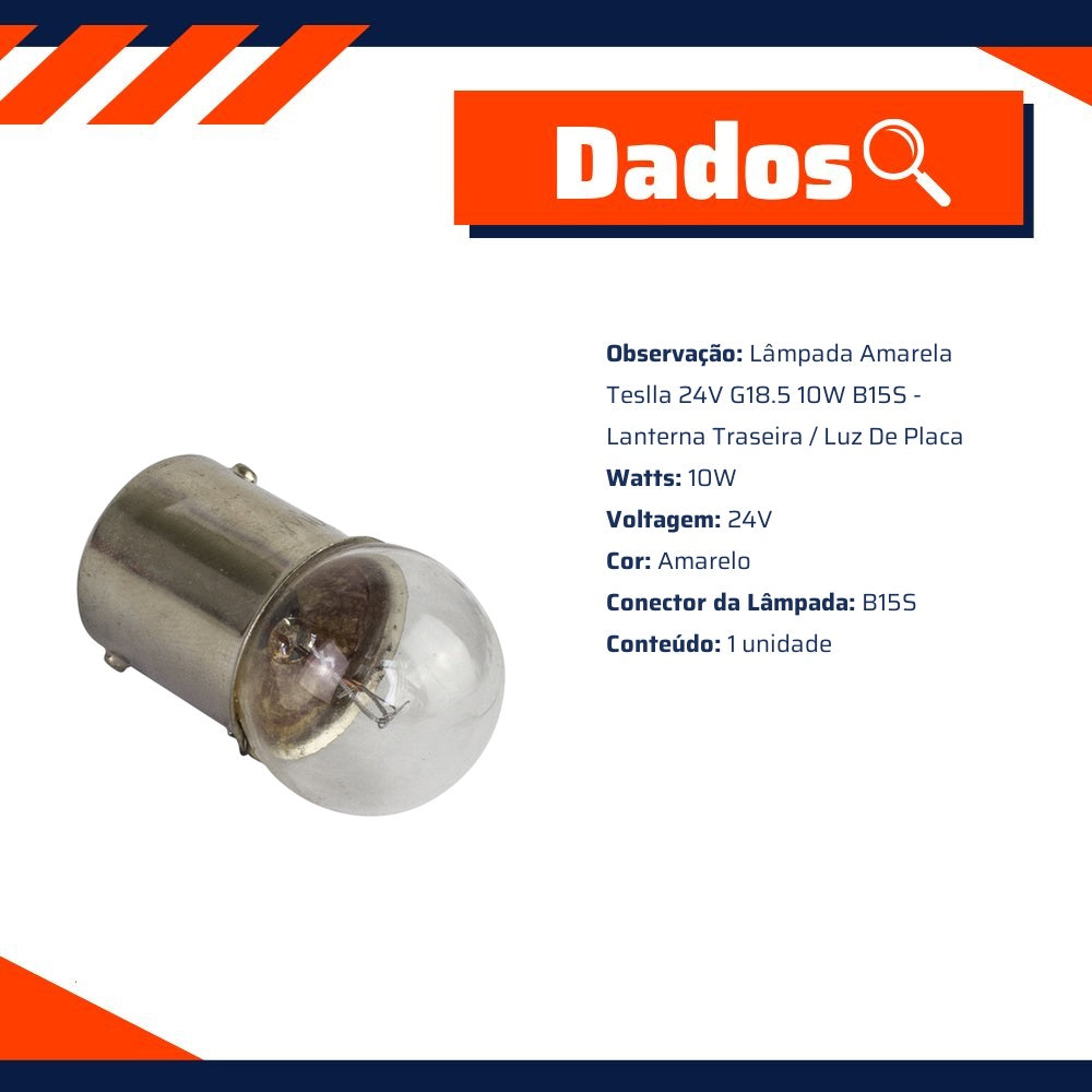 10 Lâmpadas Amarela 24V 10W - Teslla - T6710V - (5)