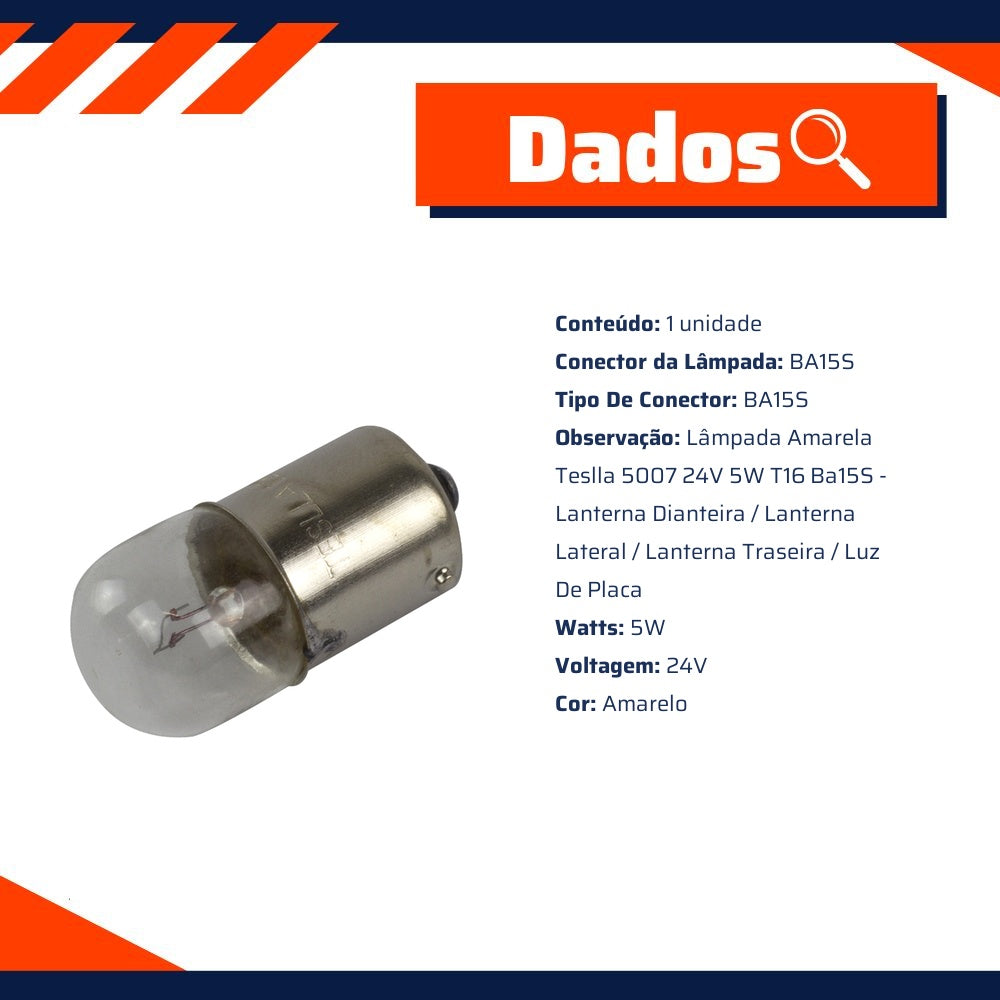 10 Lâmpadas Amarela 24V 5W - Teslla - T67V - (11)