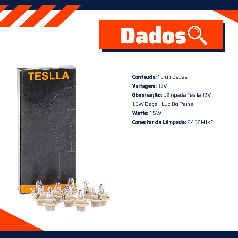 10 Lâmpadas 12V 1,5W - Teslla - T2452Mfx6 - (8)