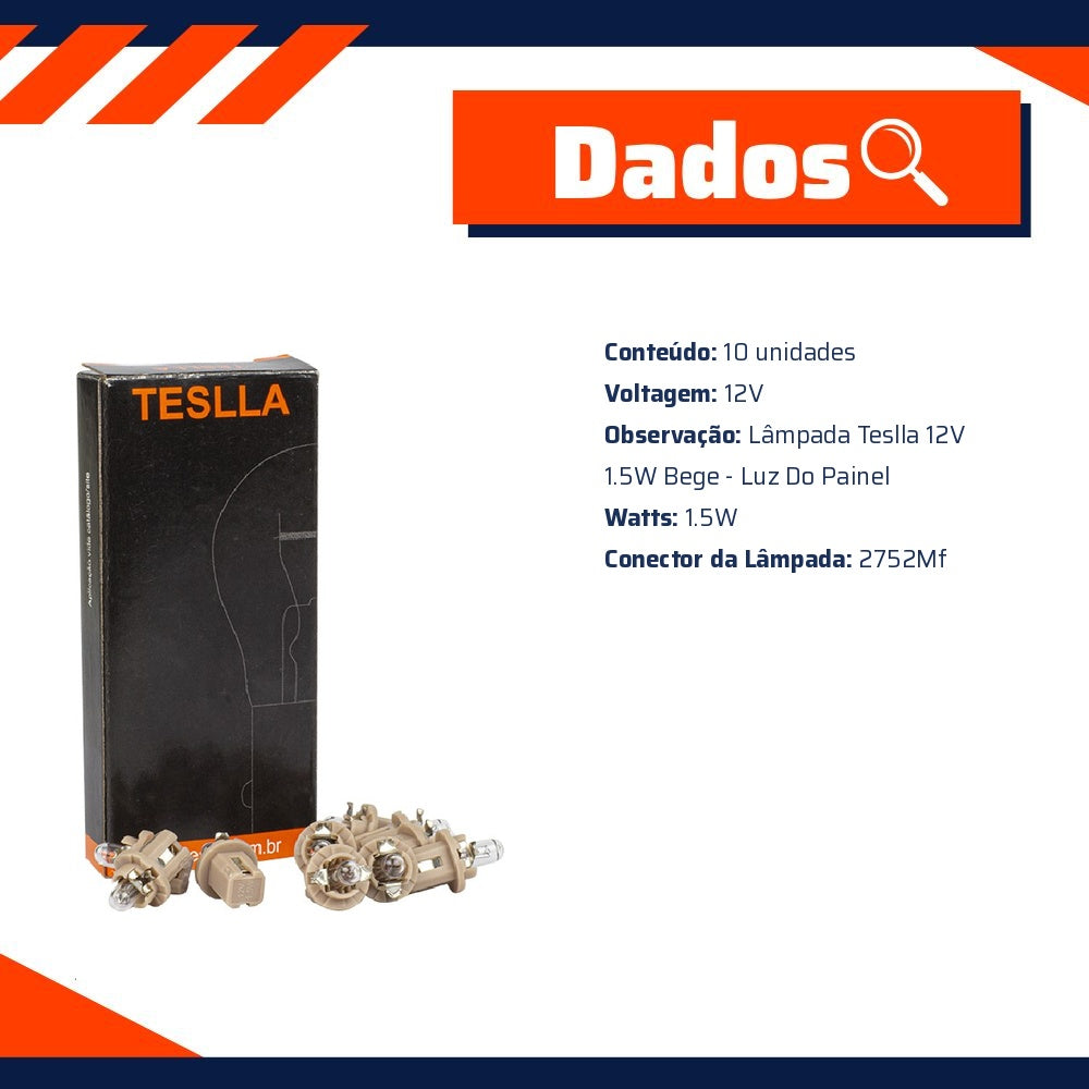 10 Lâmpadas 12V 1,5W - Teslla - T2752Mf - (11)