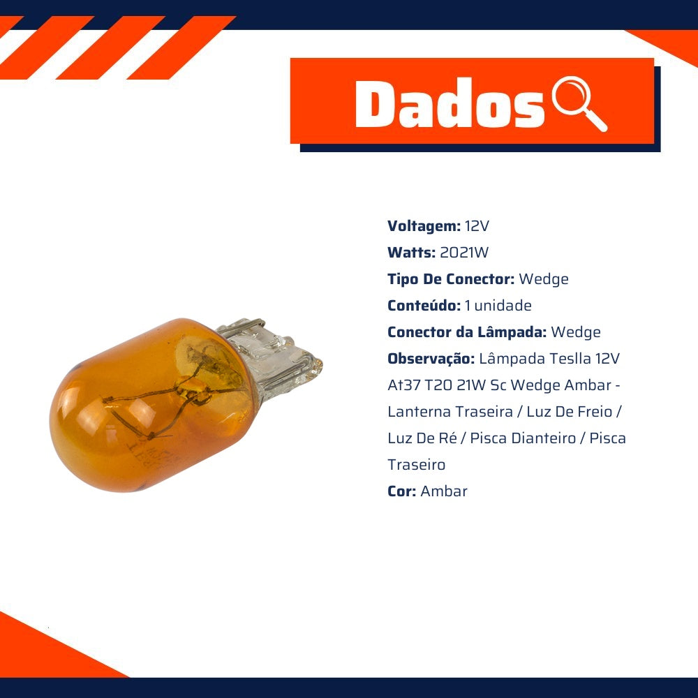 10 Lâmpadas Âmbar 12V 2021W - Teslla - T6941Ab - (11)