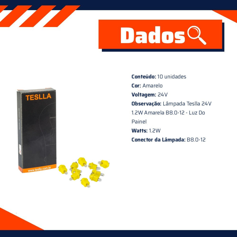 10 Lâmpadas Amarela 24V 1,2W - Teslla - T2742Mf - (6)