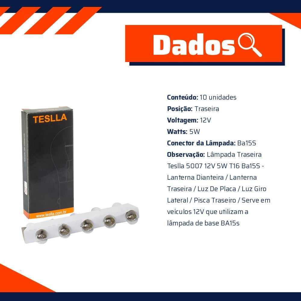10 Lâmpadas 12V 5W - Teslla - T67 - (11)