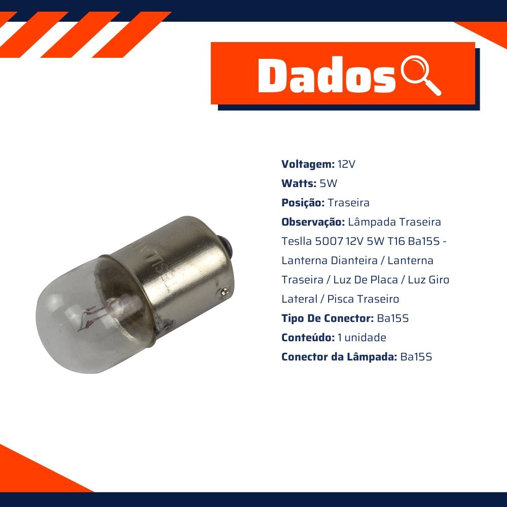 10 Lâmpadas 12V 5W - Teslla - T67 - (10)