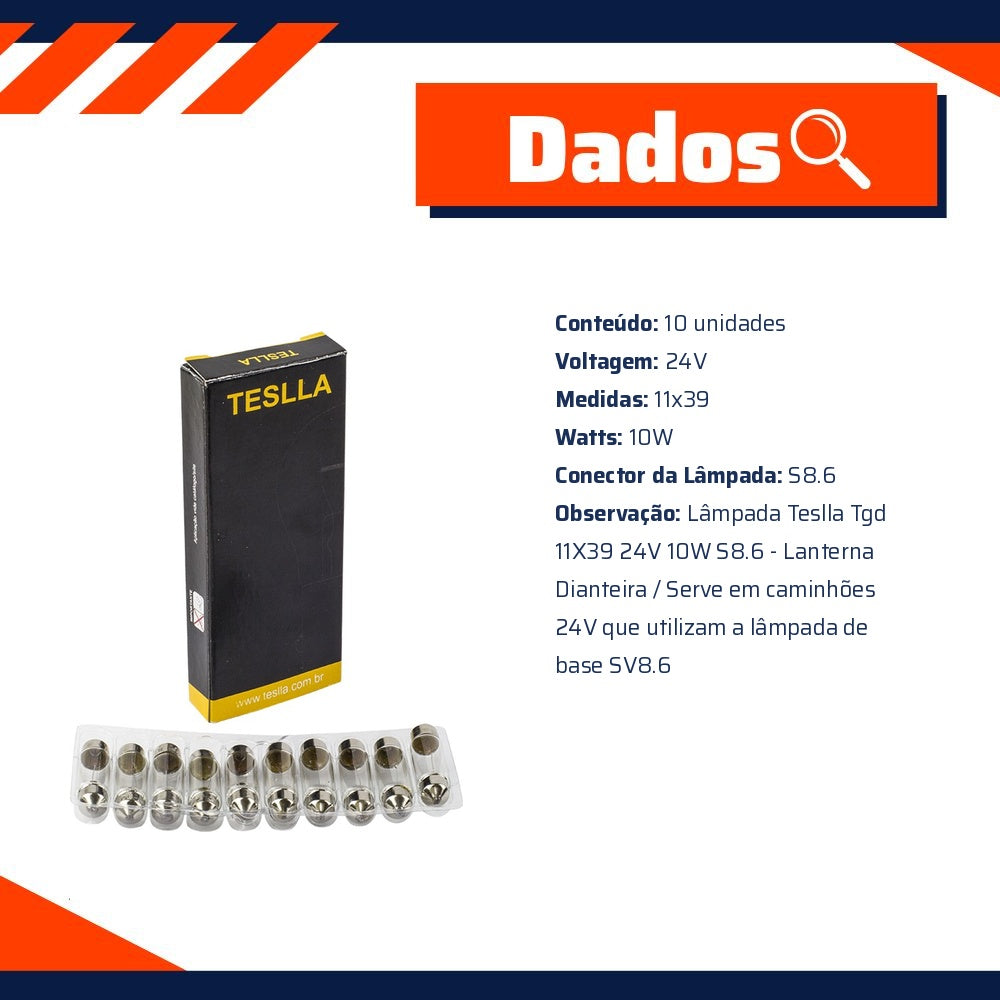 10 Lâmpadas 24V 10W - Teslla - T6411V - (5)