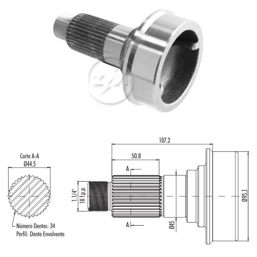 Ponteira Fixa do Cardan - ZM - 235.006.00 - (1)