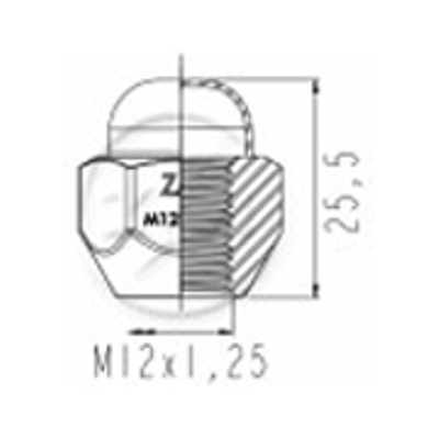 Kit 50 Porca da Roda M12-1,25 x CH21 x H25,5 - ZM - 2901275 - (2)