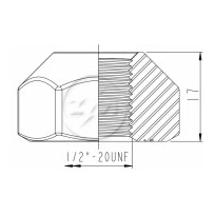 Kit 50 Porca da Roda 1/2"-20UNF x CH1.1/16" x H17 - ZM - 2910230 - (2)