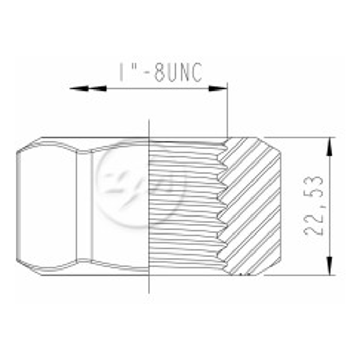 Kit 50 Porca Lâmina Trator 1''-8UNCxCH1,1/2"xH22,5 - ZM - 2911070 - (2)