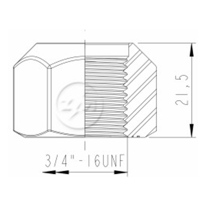 Kit 50 Porca Roda 3/4''-16UNF x CH1,1/8" x H21,5 - ZM - 2930430 - (2)