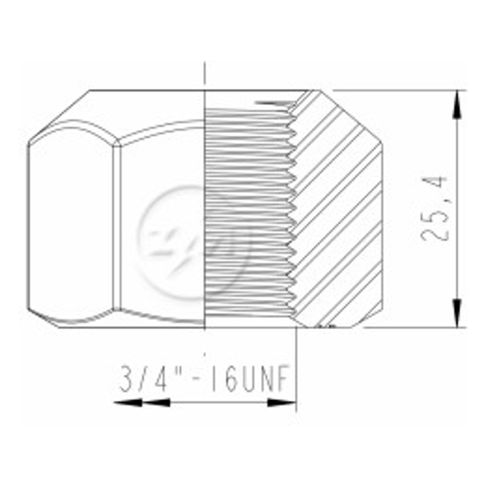 Kit 50 Porca Roda 3/4''-16UNF x CH1,5/16" x H25,4 - ZM - 2930431 - (2)