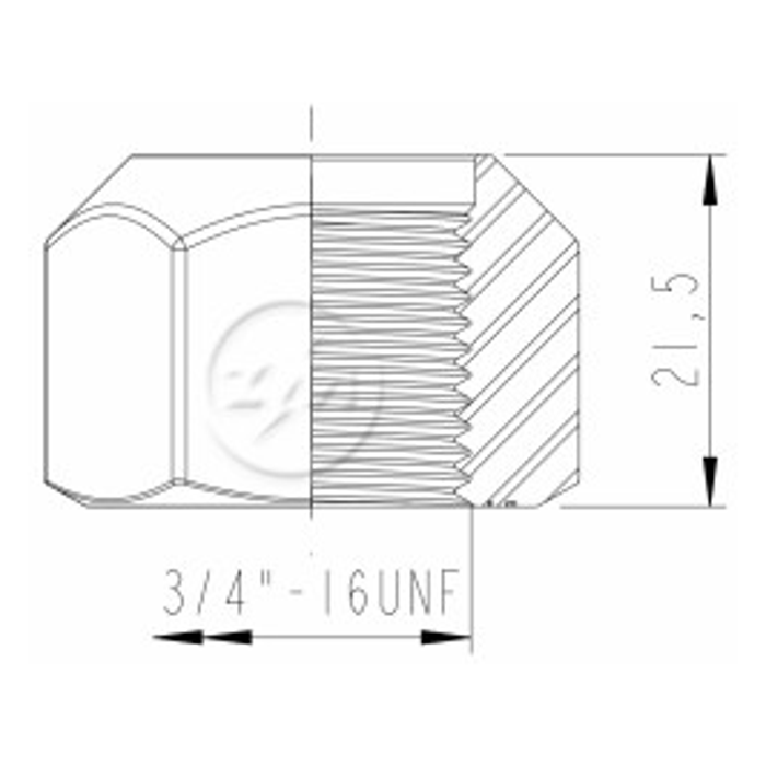 Kit 50 Porca Roda 3/4''-16UNF x CH1,1/8" x H21,5 - ZM - 2930440 - (2)