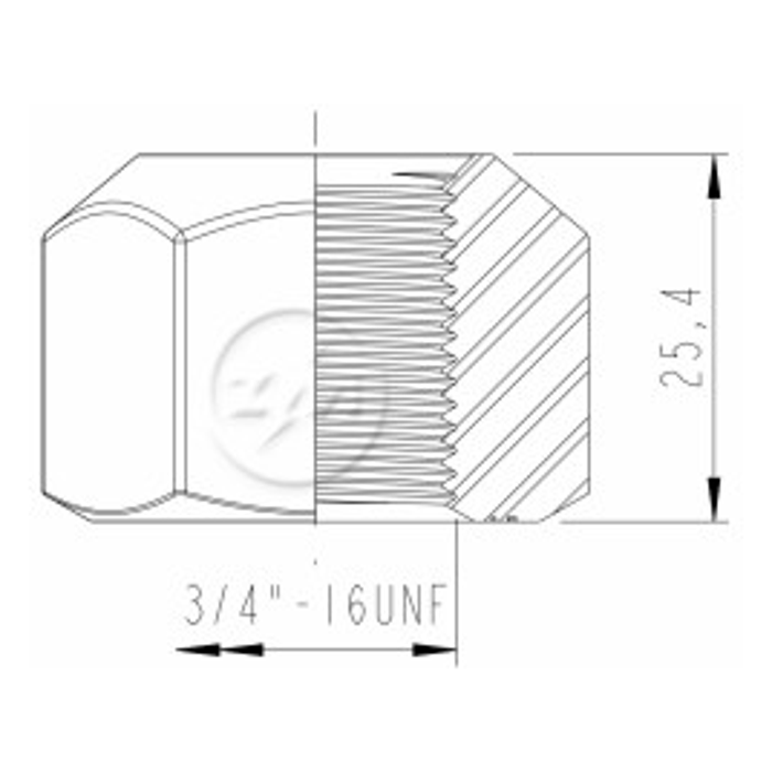 Kit 50 Porca Roda 3/4''-16UNF x CH1,5/16" x H25,4 - ZM - 2930441 - (2)