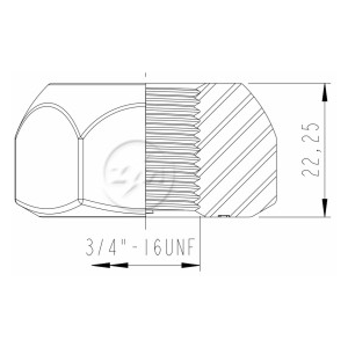 Kit 50 Porca Roda 3/4''-16UNF x CH1,1/2" x H22,25 - ZM - 2930442 - (2)