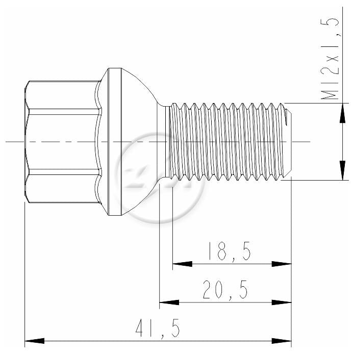 Kit 50 Parafuso de Roda M12-1,5 x 20,5/41,5 x CH17 - ZM - 3001205 - (2)