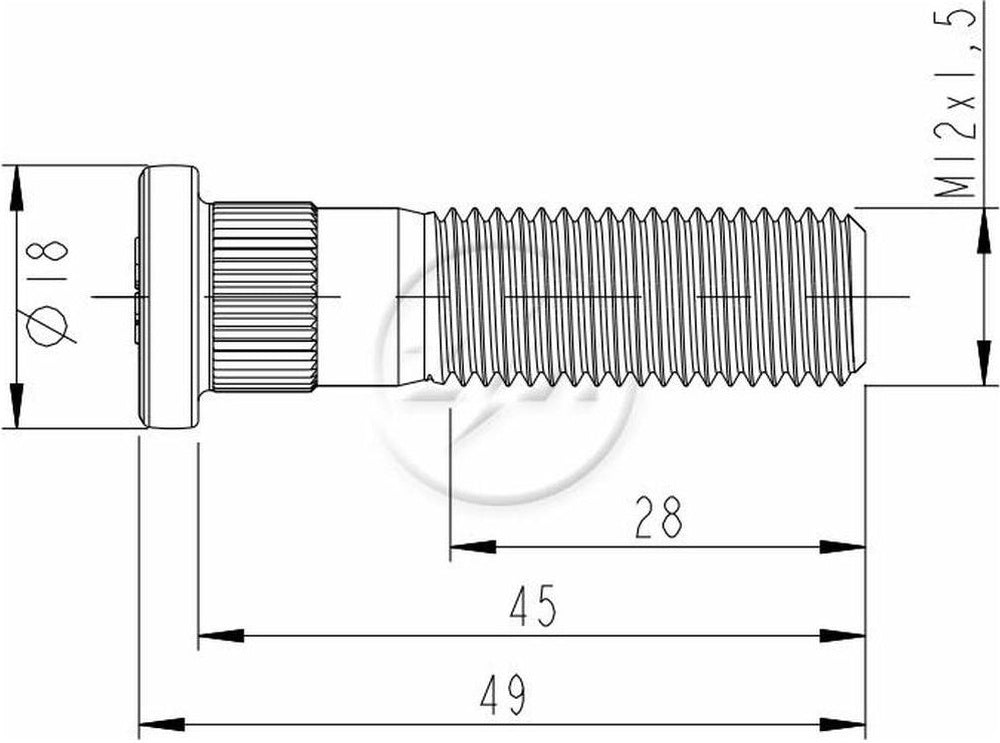 Kit 50 Parafuso de Roda M12-1,5 x 45/49 - ZM - 30.012.14 - (2)