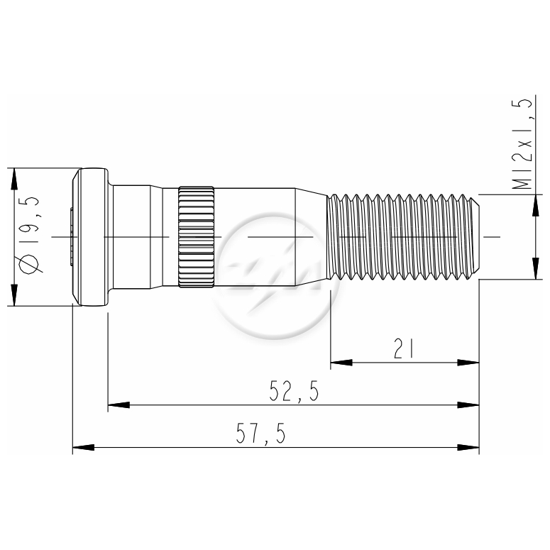Kit 50 Parafuso de Roda M12-1,5 x 52,5/57,5 - ZM - 30.012.22 - (2)