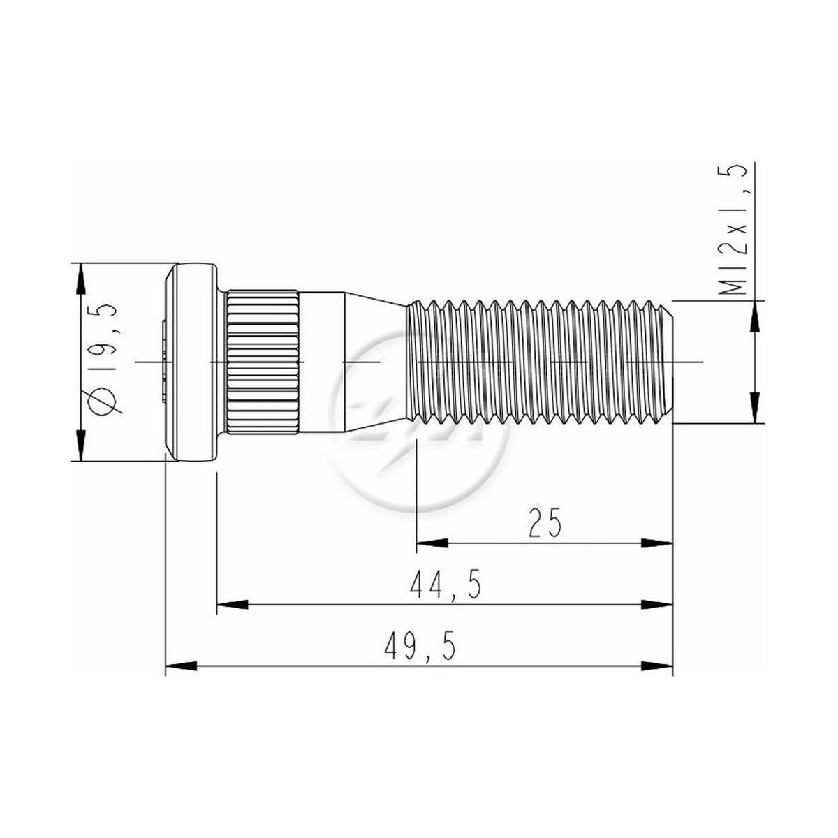 Kit 50 Parafuso de Roda M12-1,5 x 44,5/49,5 - ZM - 30.012.23 - (2)