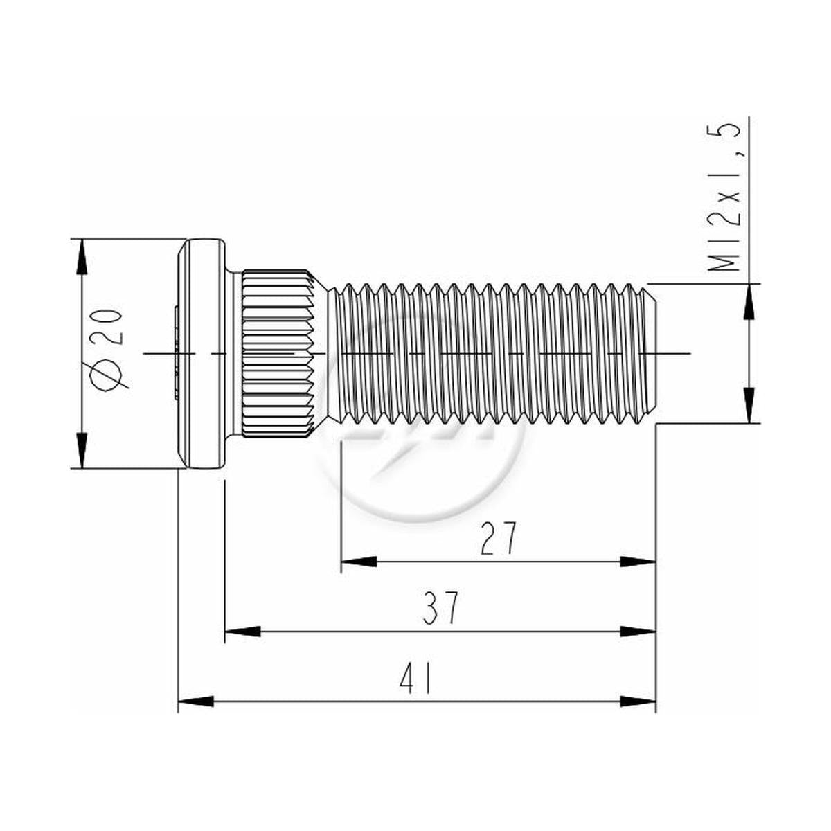 Kit 50 Parafuso de Roda M12-1,5 x 37/41 - ZM - 30.012.35 - (2)