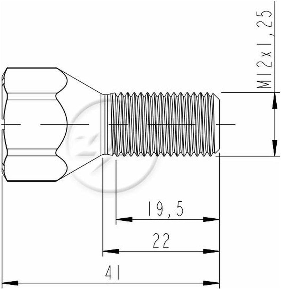 Kit 50 Parafuso de Roda M12-1,25 x 22/41 x CH19 - ZM - 3001244 - (2)