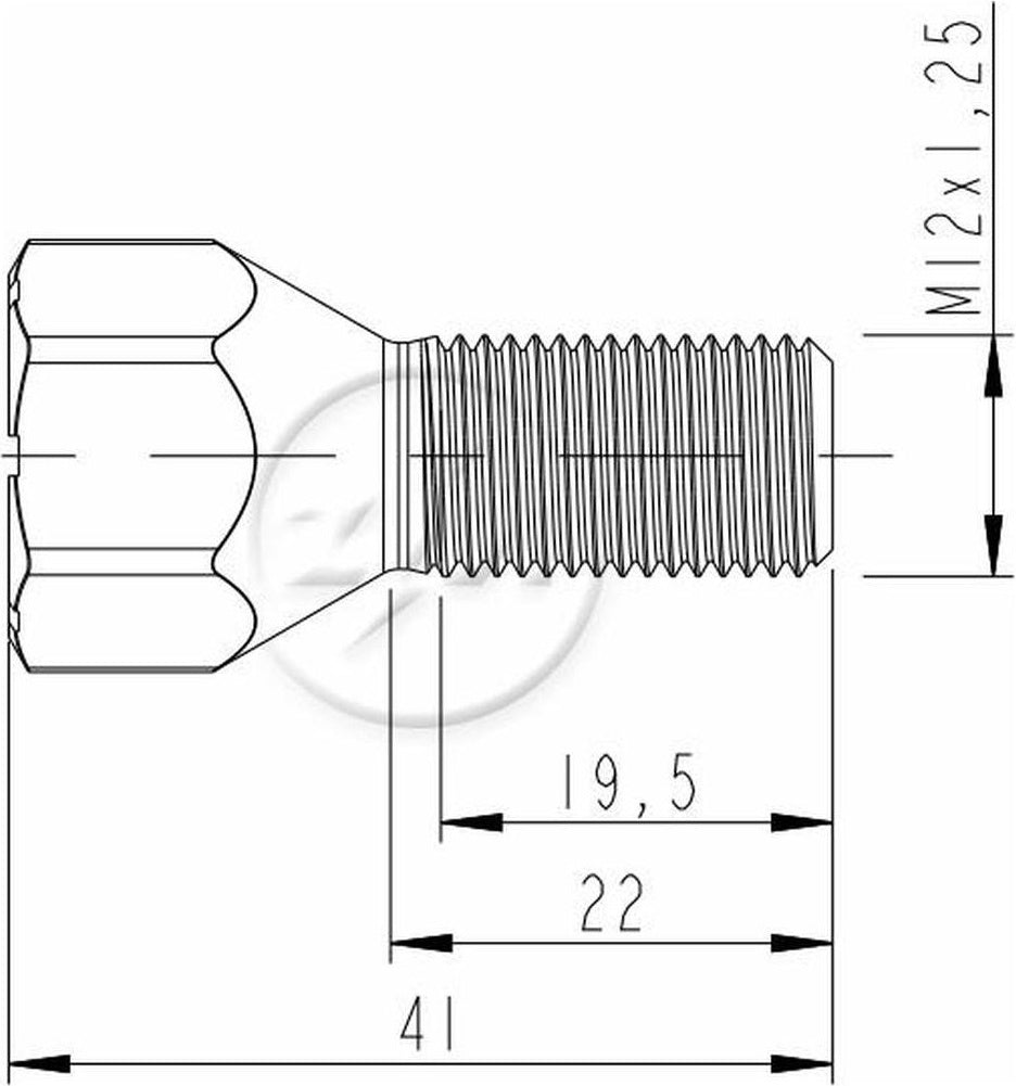Kit 50 Parafuso de Roda M12-1,25 x 22/41 x CH19 - ZM - 3001245 - (2)