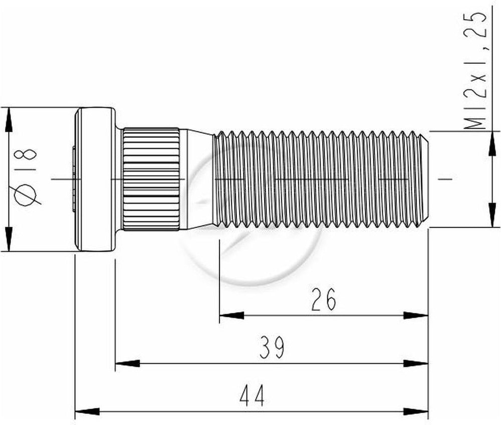 Kit 50 Parafuso de Roda M12-1,25 x 39/44 - ZM - 30.012.47 - (2)