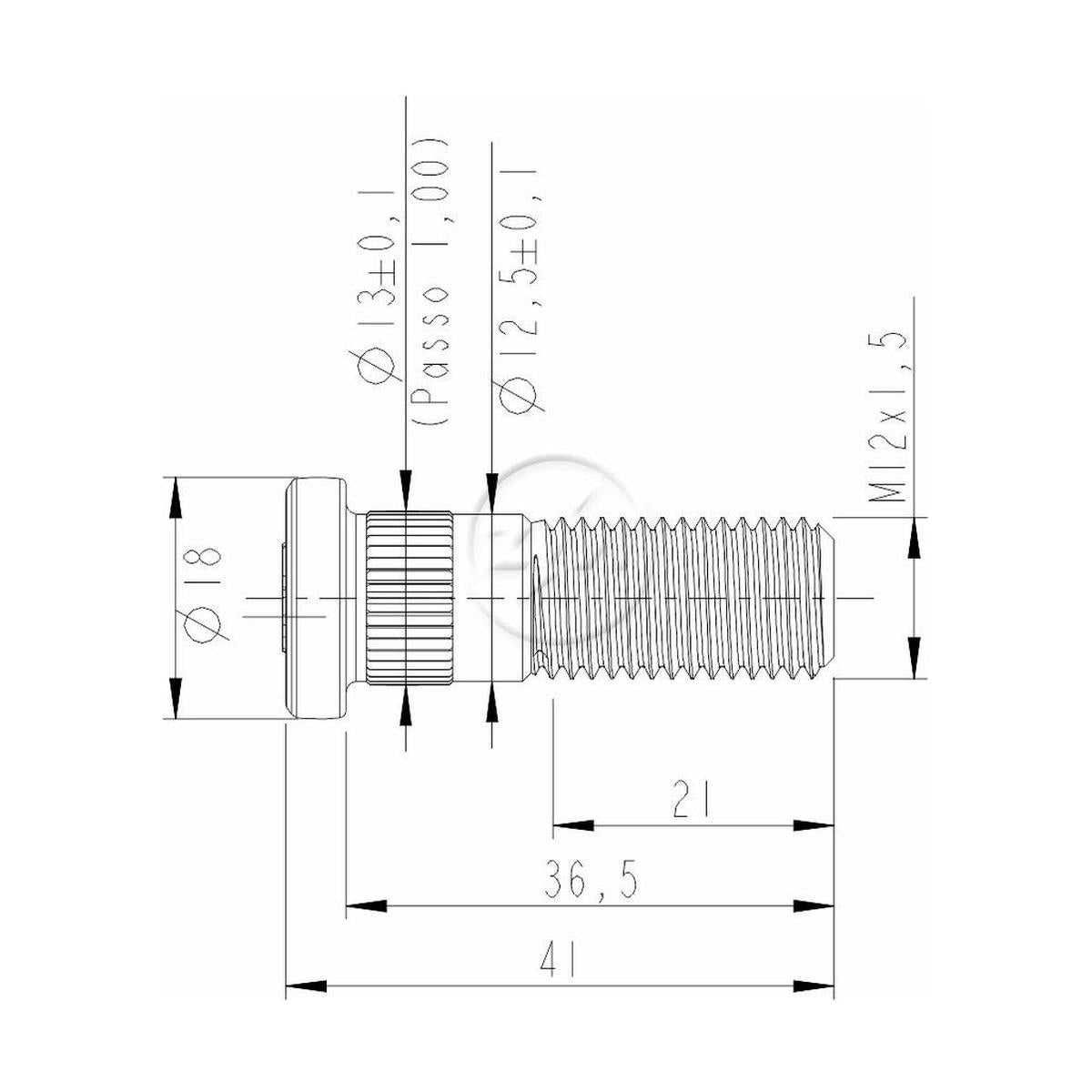 Kit 50 Parafuso de Roda M12-1,5 x 37/41 - ZM - 30.012.65 - (2)