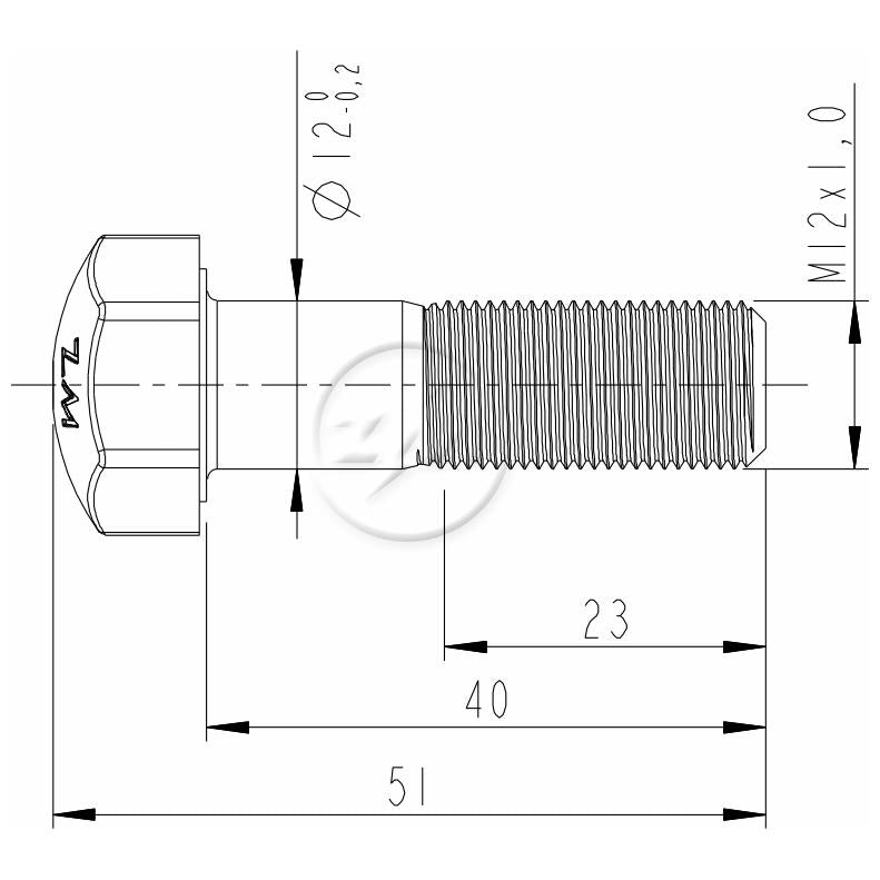 Kit 50 Parafuso da Esteira M12-1,0 x 40 x CH19 - ZM - 3001295 - (2)