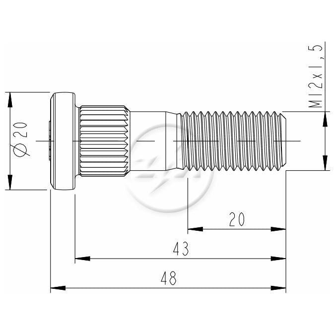 Kit 50 Parafuso de Roda M12-1,5 x 43/48 - ZM - 30.012.97 - (2)