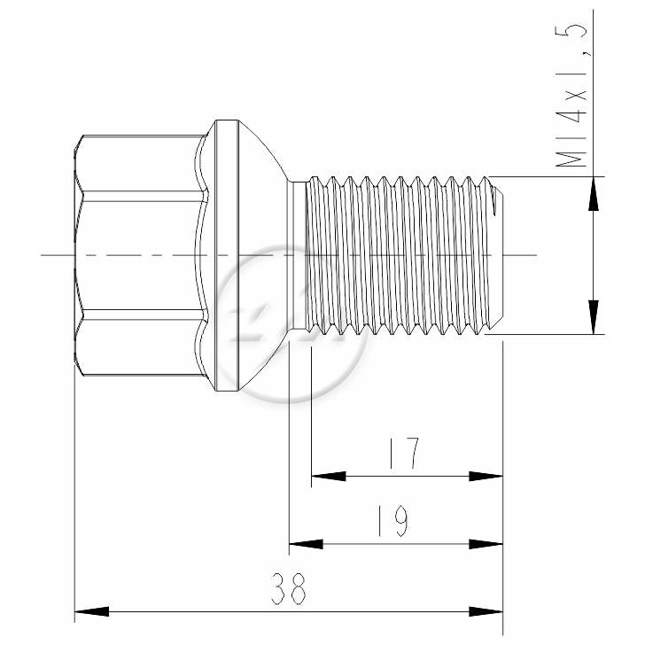 Kit 50 Parafuso de Roda M14-1.5 x 19/38 x CH19 - ZM - 3001401 - (2)