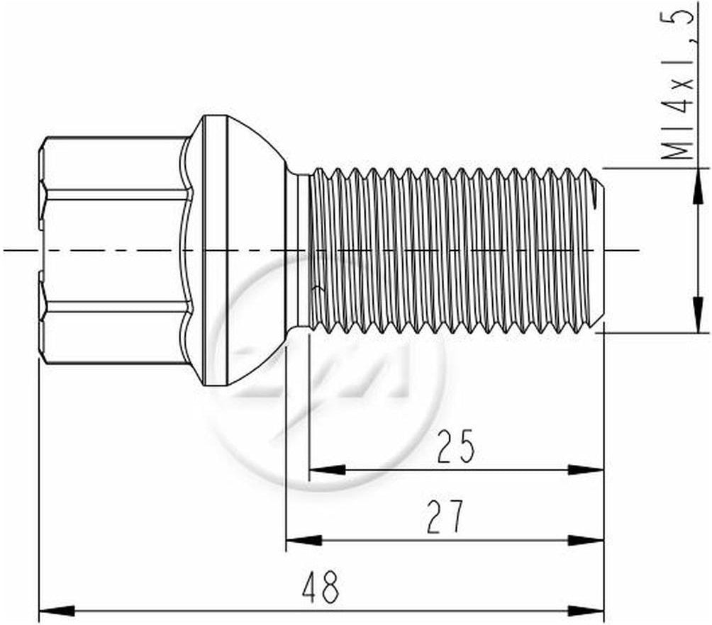 Kit 50 Parafuso de Roda M14-1.5 x 27/48 x CH17 - ZM - 3001402 - (2)
