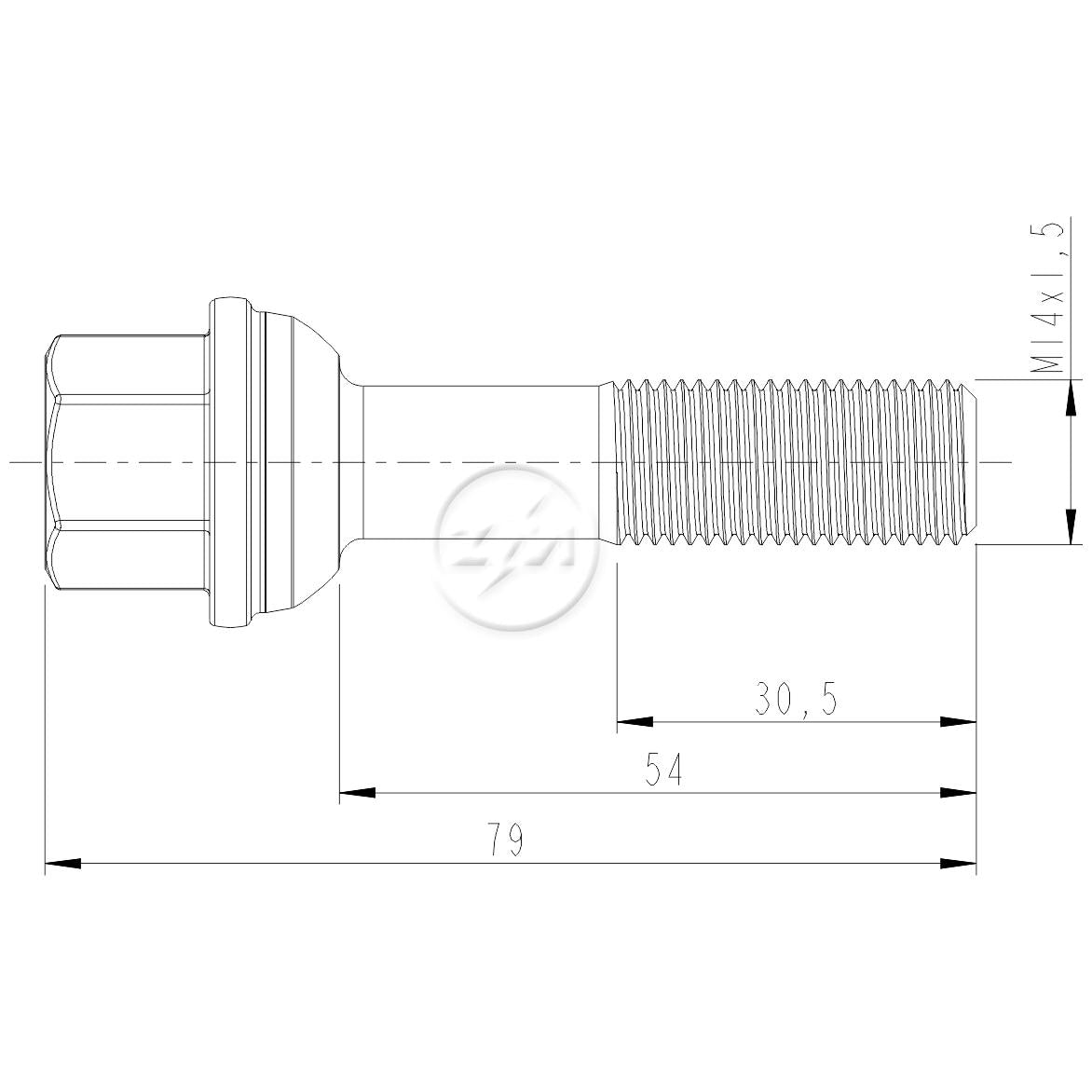 Kit 30 Parafuso de Roda M14-1,5 x 54/79 x CH19 - ZM - 3001414 - (2)