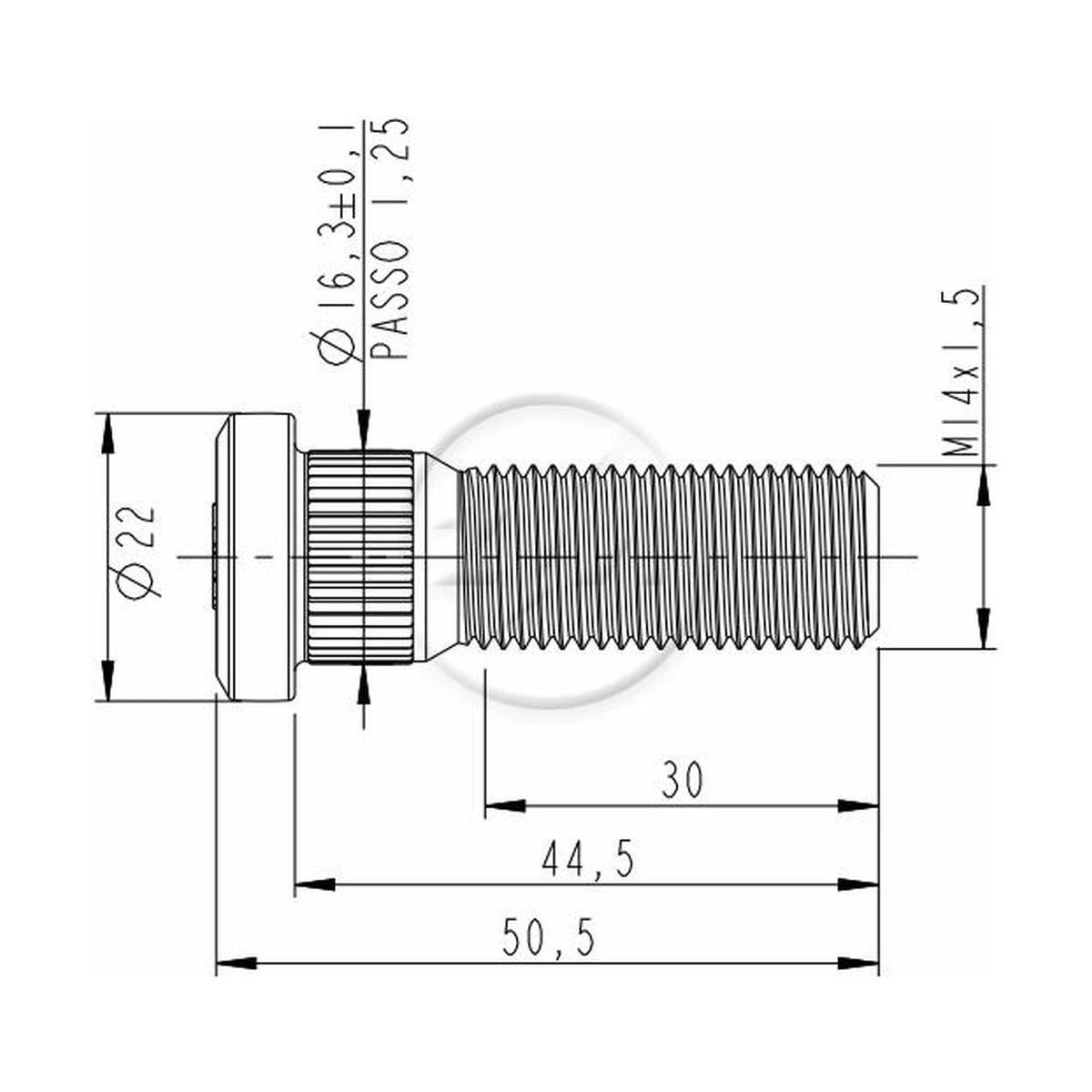 Kit 50 Parafuso de Roda M14-1,5 x 44,5/50,5 - ZM - 30.014.29 - (2)