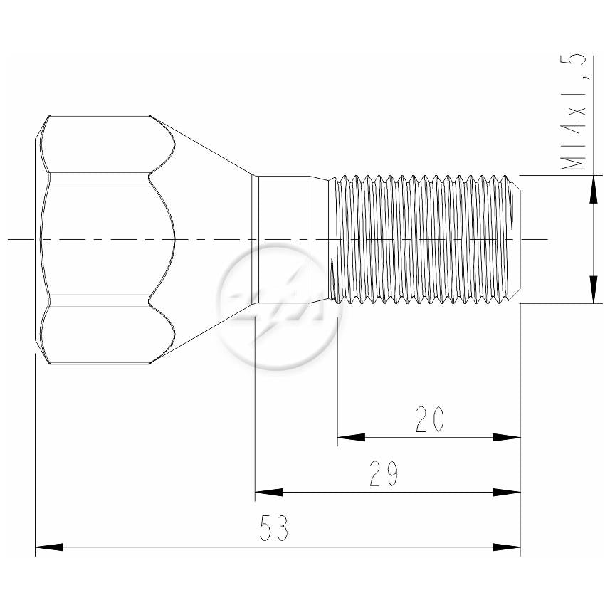 Kit 50 Parafuso de Roda M14-1,5 x 29/53 x CH24 - ZM - 3001440 - (2)