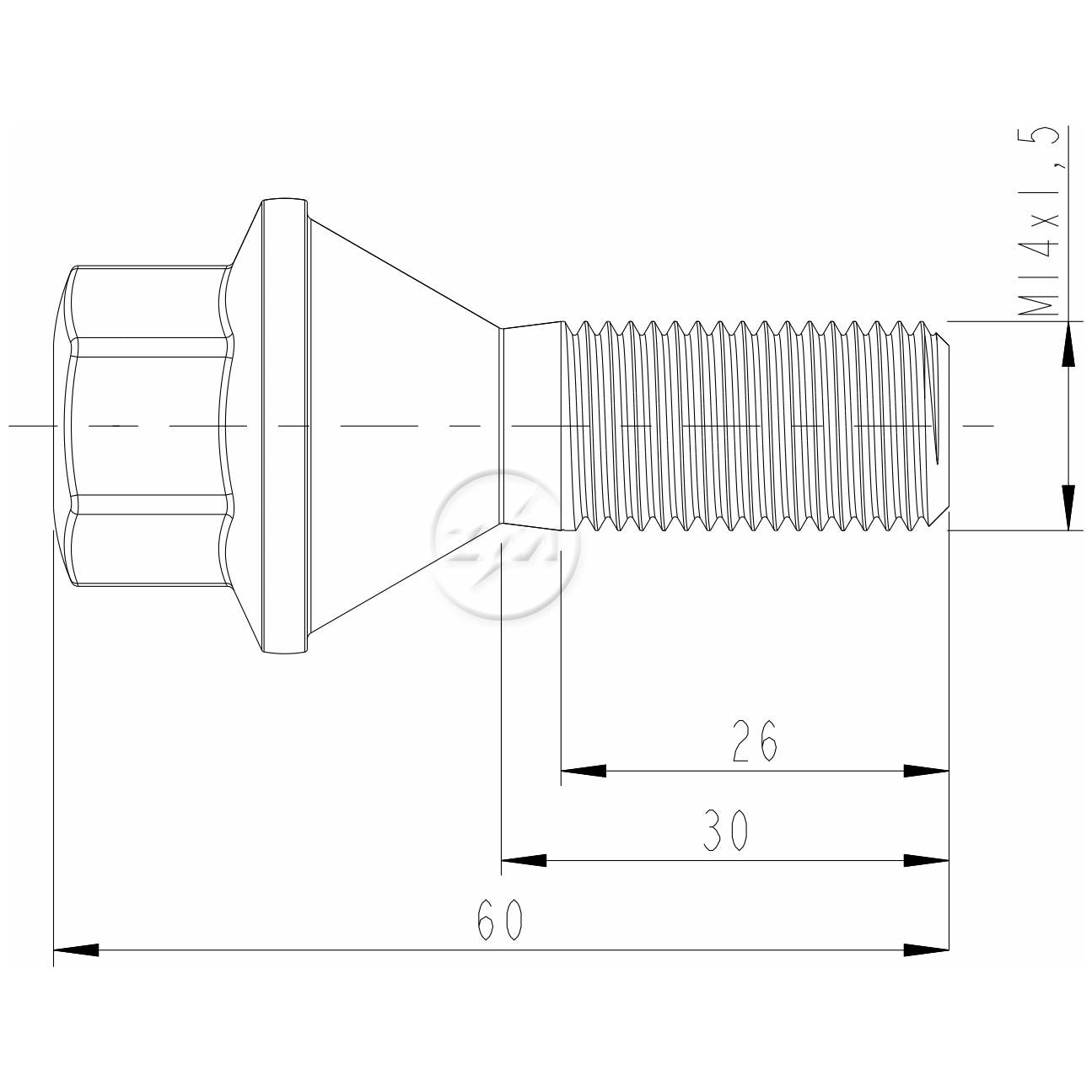 Kit 30 Parafuso de Roda M14-1.5 x 30/60 x CH19 - ZM - 3001480 - (2)