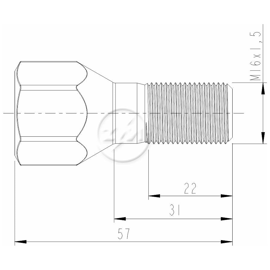 Kit 50 Parafuso de Roda M16-1,5 x 31/57 x CH24 - ZM - 3001640 - (2)