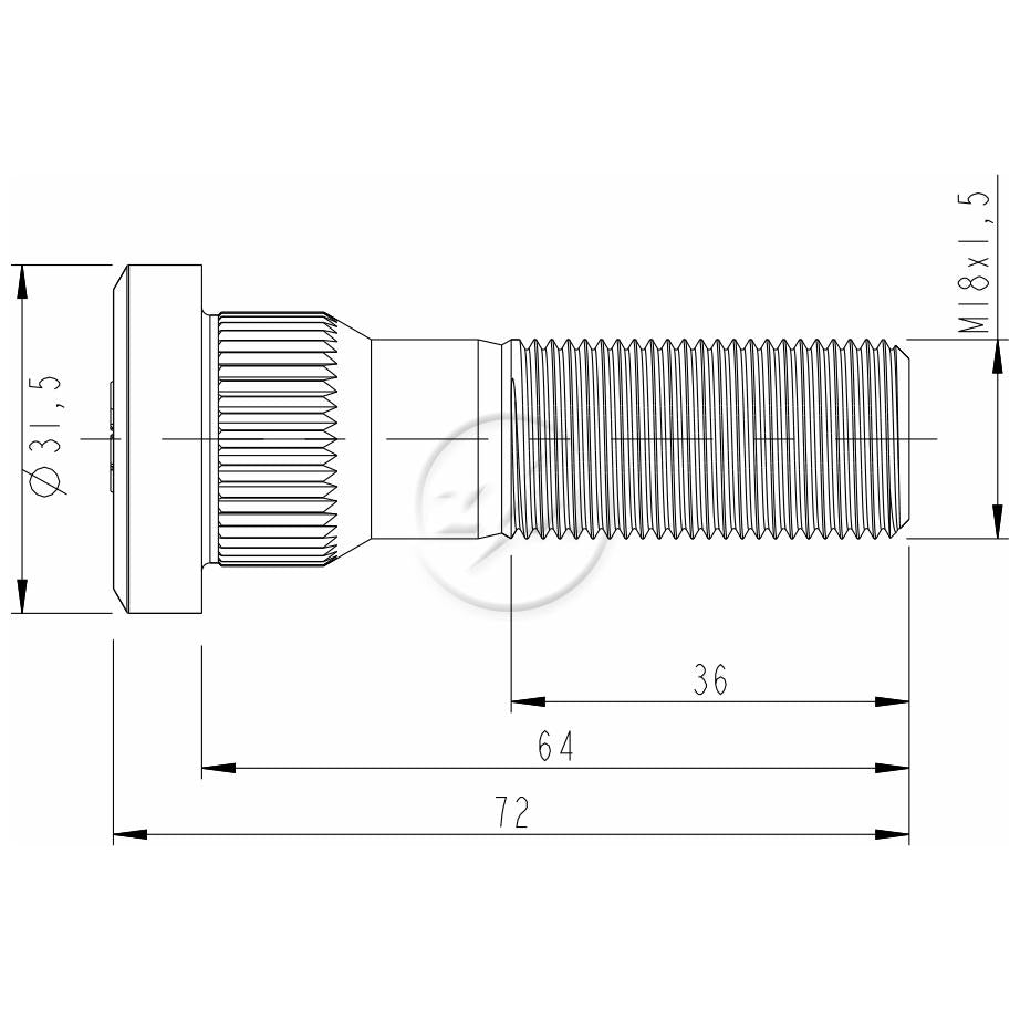 Kit 30 Parafuso de Roda M18-1,5 x 64/72 - ZM - 30.018.35 - (2)