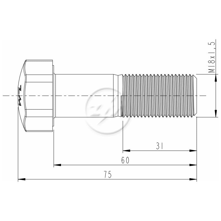 Kit 25 Parafuso da Esteira M18-1,5 x 60 x CH27 - ZM - 3001855 - (2)