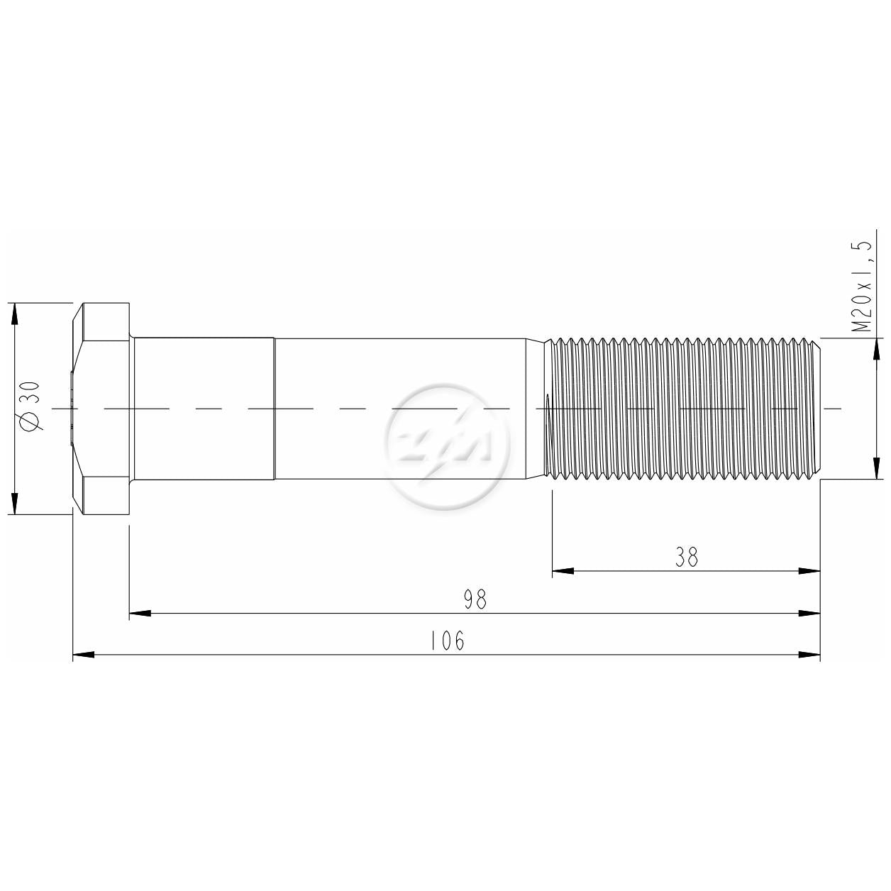 Kit 50 Parafuso de Roda M20-1,5 x 98/106 - ZM - 30.020.07 - (2)