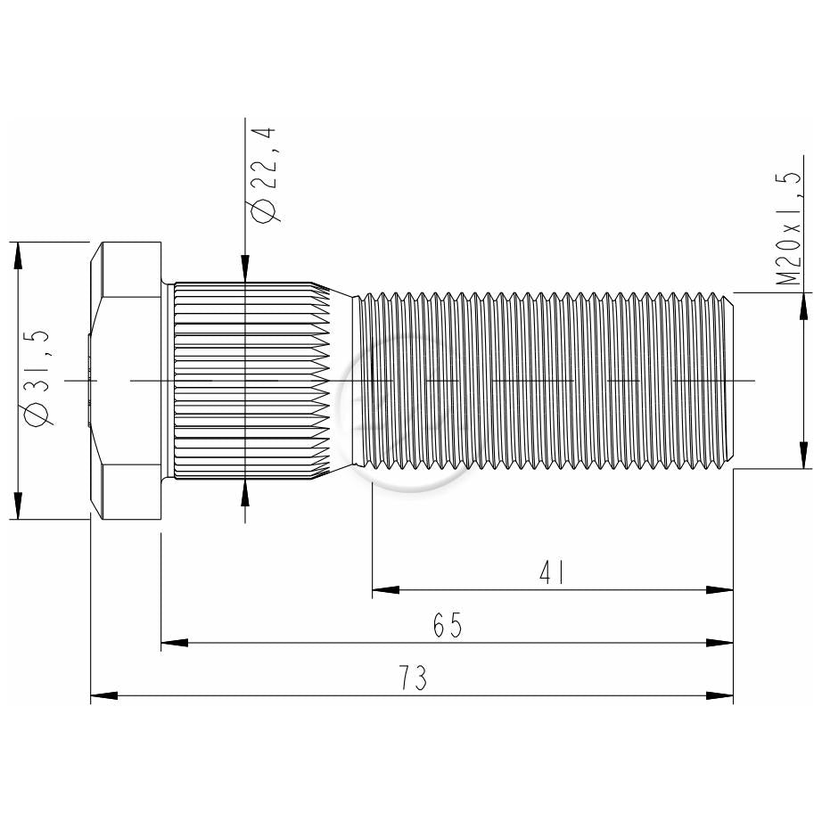 Kit 25 Parafuso de Roda M20-1,5 x 65/73 - ZM - 30.020.35 - (2)