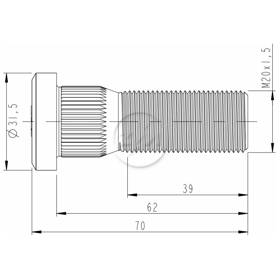 Kit 25 Parafuso de Roda M20-1,5 x 62/70 - ZM - 30.020.37 - (2)