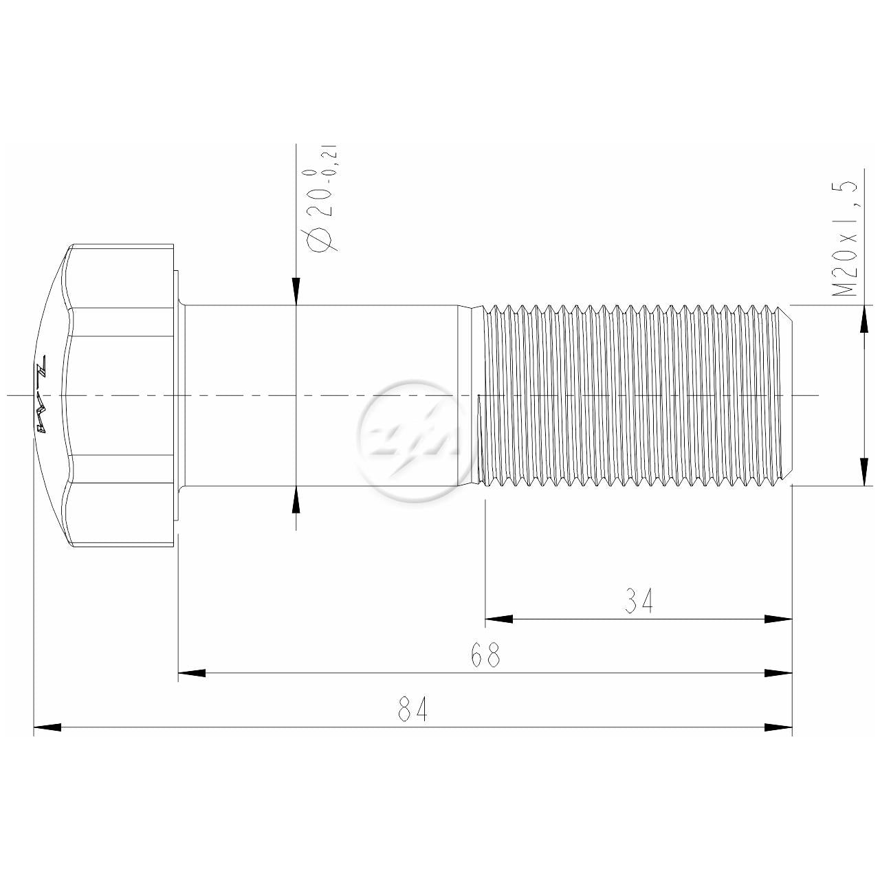 Kit 25 Parafuso da Esteira M20-1,5 x 68 x CH30 - ZM - 3002051 - (2)