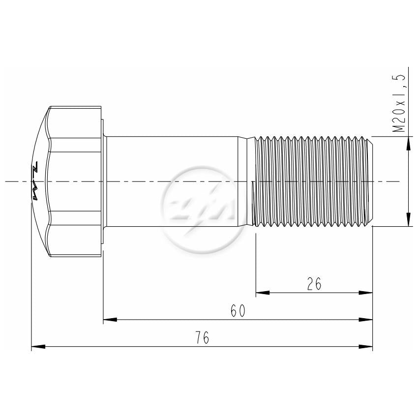 Kit 25 Parafuso da Esteira M20-1,5 x 60 x CH30 - ZM - 3002052 - (2)