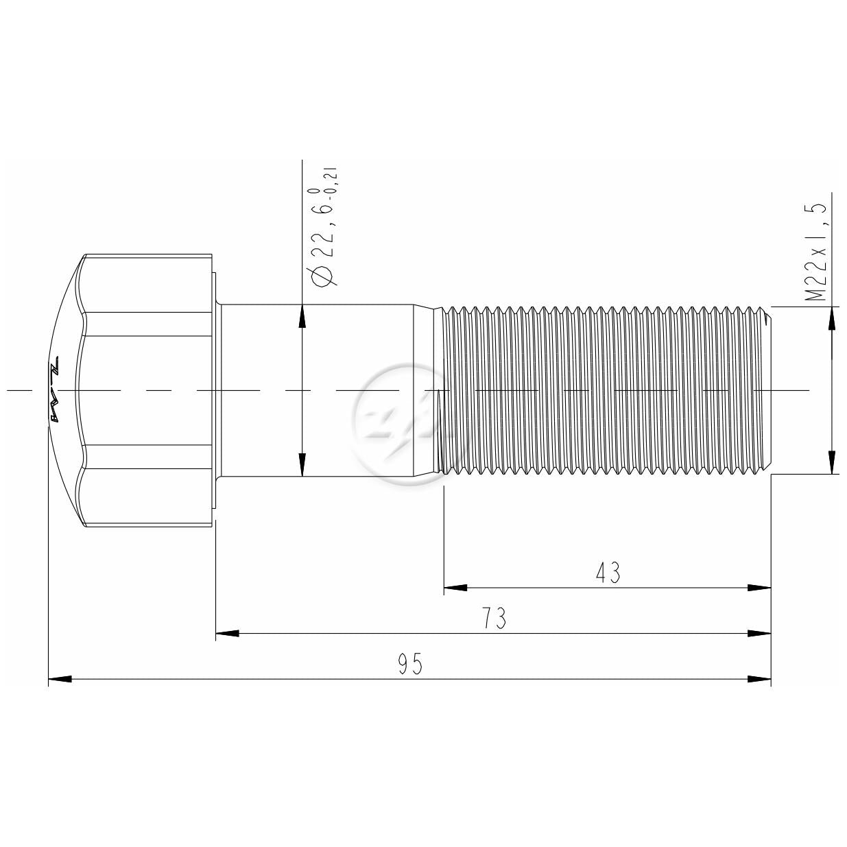 Kit 40 Parafuso da Esteira M22-1,5 x 73 - ZM - 30.022.51 - (2)