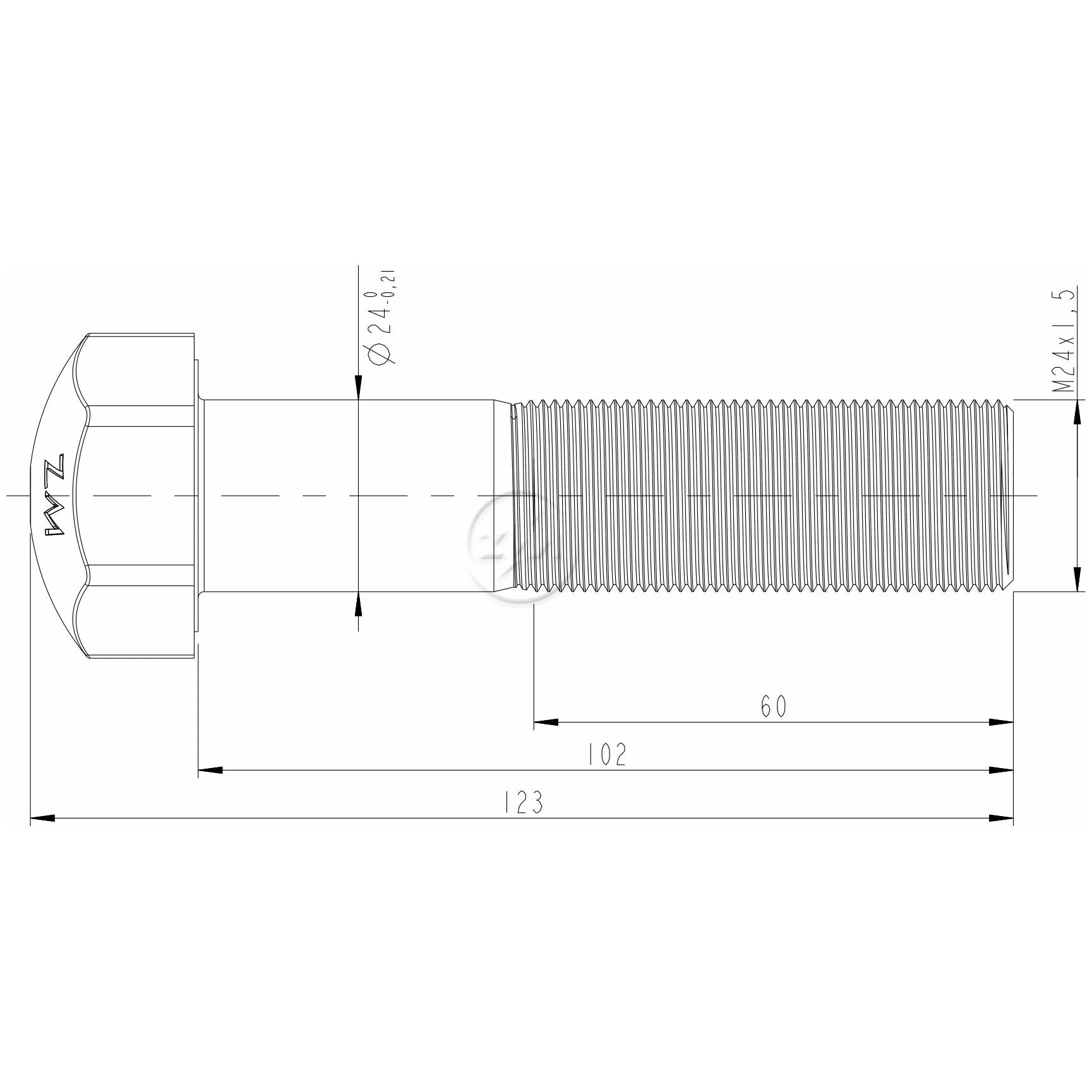 Kit 12 Parafuso da Esteira M24-1,5 x 102 - ZM - 30.024.56 - (2)