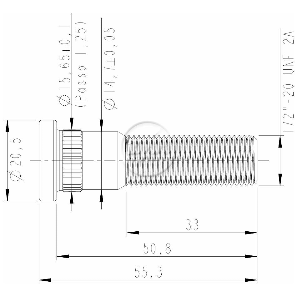 Kit 50 Parafuso de Roda 1/2"-20UNF x 50,8/55,3 - ZM - 3010202 - (2)