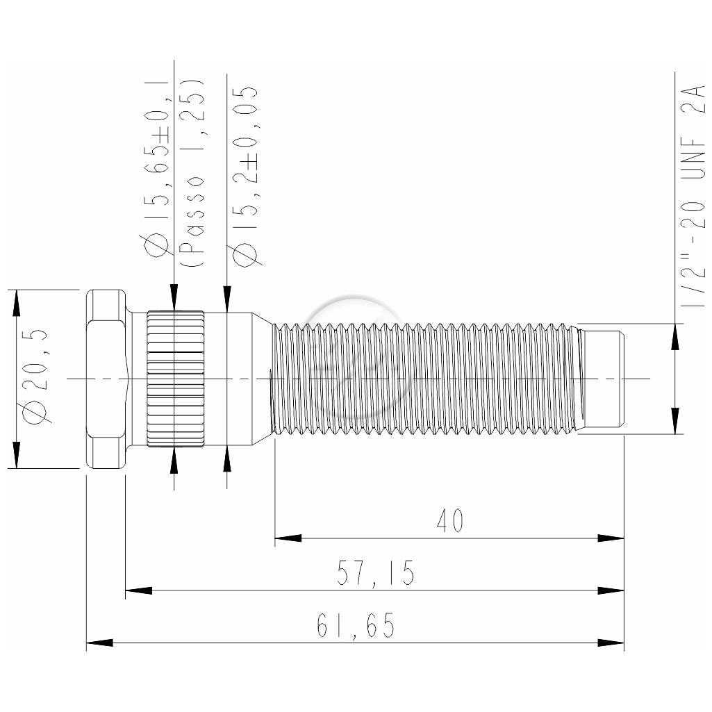 Kit 50 Parafuso de Roda 1/2"-20UNF x 57,1/61,6 - ZM - 3010204 - (2)