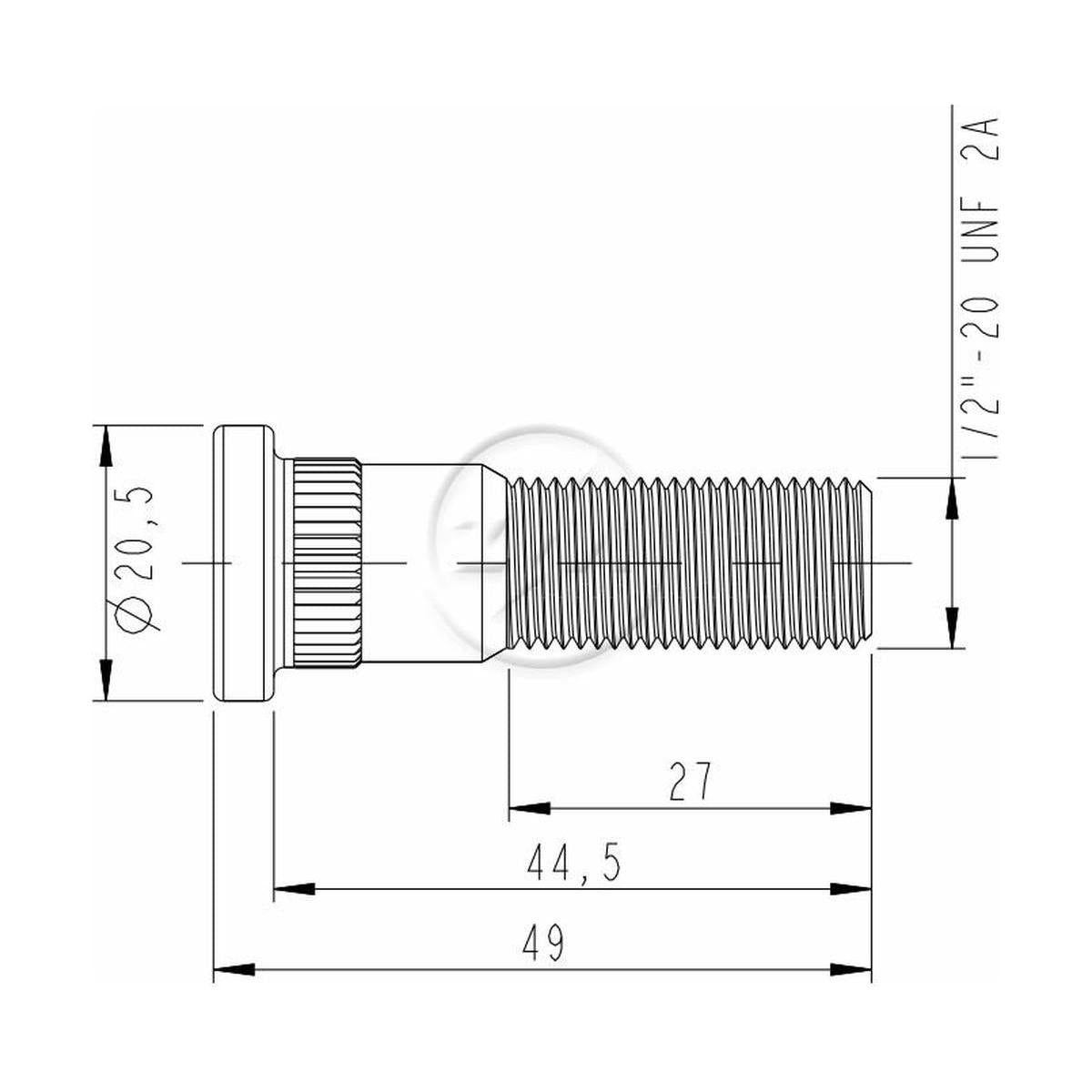 Kit 50 Parafuso de Roda 1/2"-20UNF x 44,5/49 - ZM - 3010231 - (2)