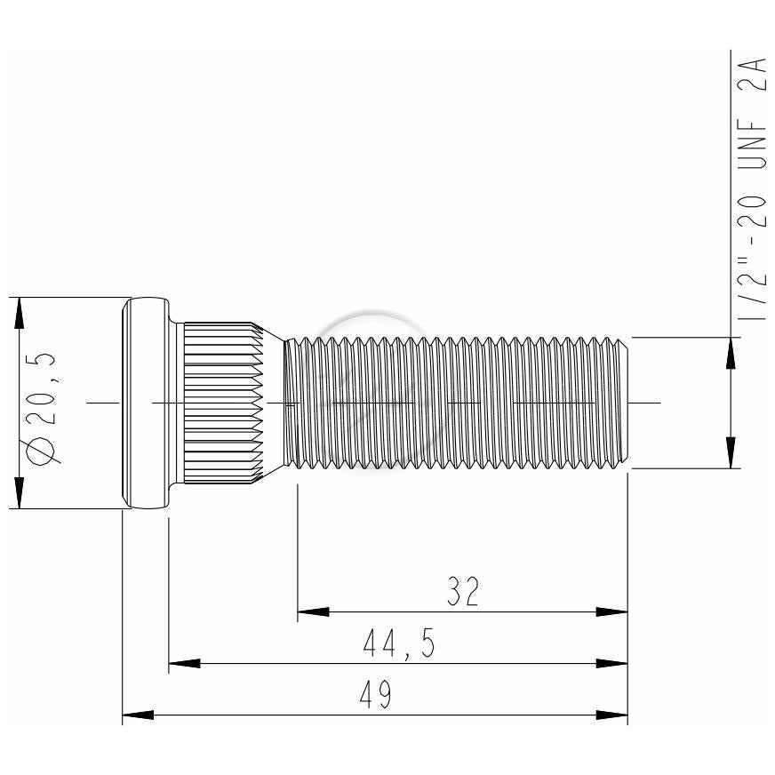 Kit 50 Parafuso de Roda 1/2"-20UNF x 44,5/49 - ZM - 3010232 - (2)